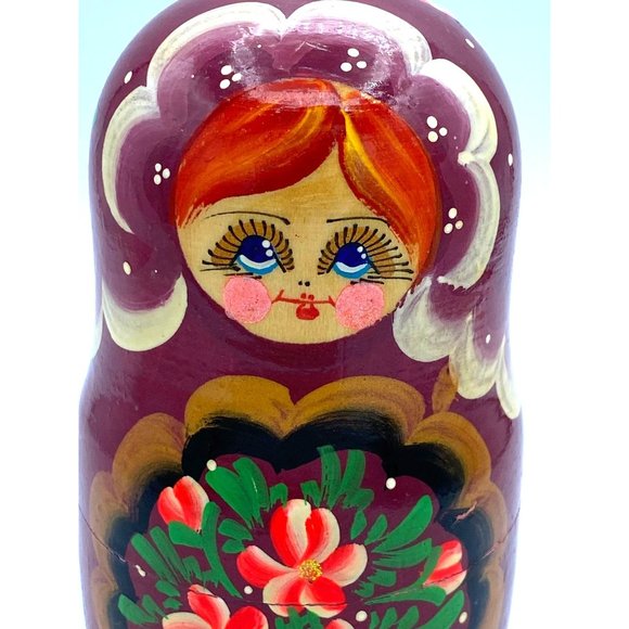 Folk Art 5 Piece Russian Matryoshka Nesting Dolls Wood Figures - Picture 2 of 8